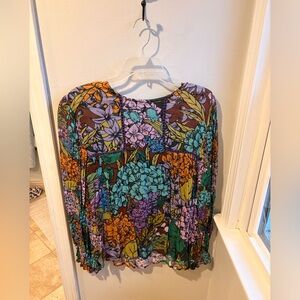 Anthropologie Floral Multicolor Women's Top size L